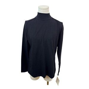 Liz Claiborne Women’s Black Mock Neck Long Sleeve Shirt Sz M - New
